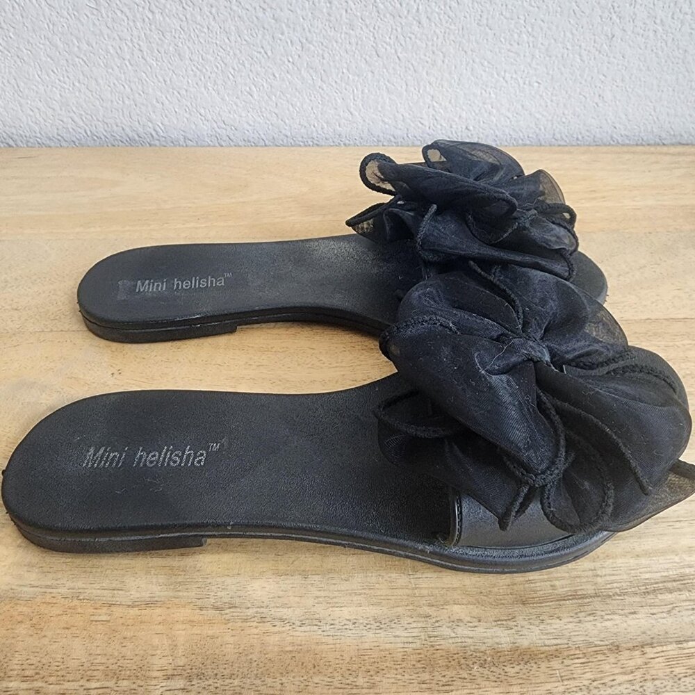 Mini Helisha Sandals Womens Size 38 Black Bow Slide Slip On Dressy MST-1718